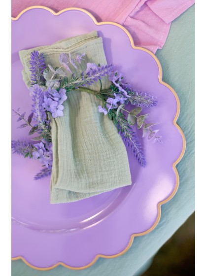 SOUS-ASSIETTE PP PETUNIA LILAS LISERET OR DIA 33CM X 1.5CM