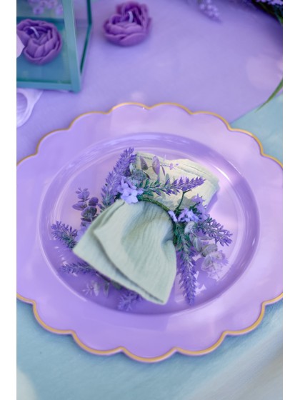 SOUS-ASSIETTE PP PETUNIA LILAS LISERET OR DIA 33CM X 1.5CM