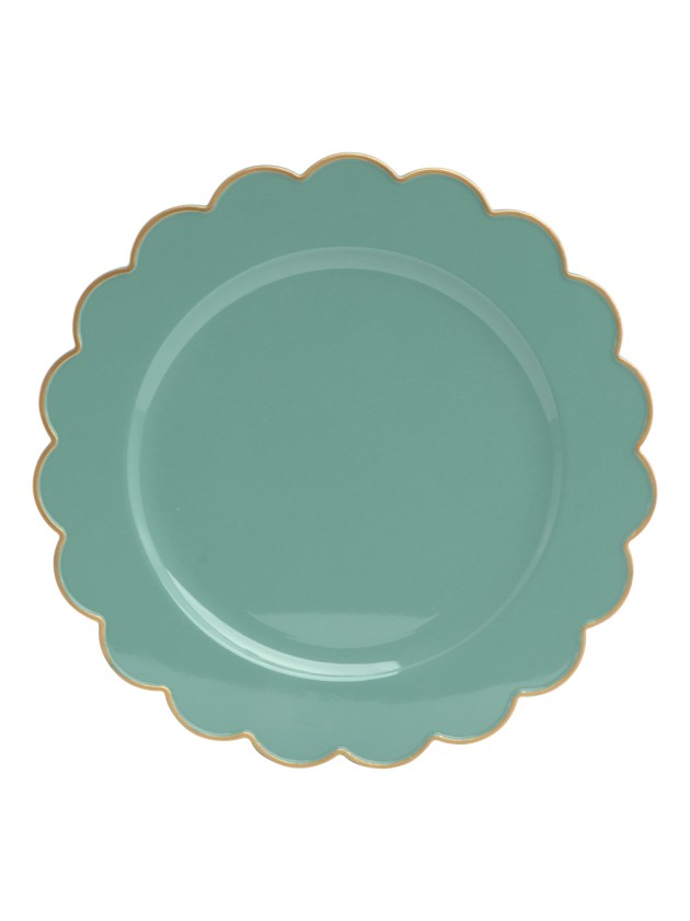 SOUS-ASSIETTE PP PETUNIA EUCALYPTUS LISERET OR DIA 33CM X 1.5CM