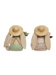 SITZENDES KANINCHEN MIT STROHHUT ALEX 2 SORTIERT 23CM X 18CM X 28CM