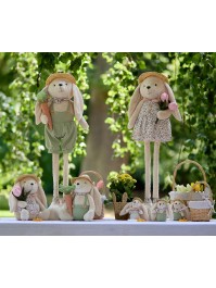 TELESCOPIC LEGS RABBIT WITH STRAW HAT ALEX 2 ASSORTED 30CM X 18CM X 59CM /92.5CM