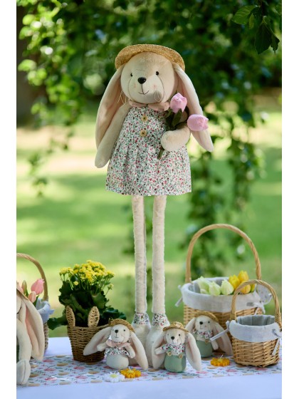TELESKOPISCHE BEINE KANINCHEN MIT STROHHUT ALEX 2 SORTIERT 30CM X 18CM X 59CM /92.5CM