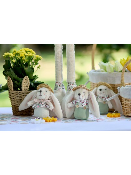 MINI KANINCHEN MIT STROHHUT ALEX 2 SORTIERT 9CM X 8CM X 15CM