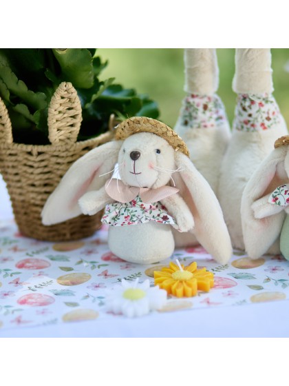 MINI LAPIN AVEC CHAPEAU DE PAILLE ALEX 2 ASSORTIS 9CM X 8CM X 15CM