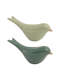 OISEAU CERAMIQUE STRIE VERT 2 ASSORTIS 20.7CM X 6.9CM X 9CM
