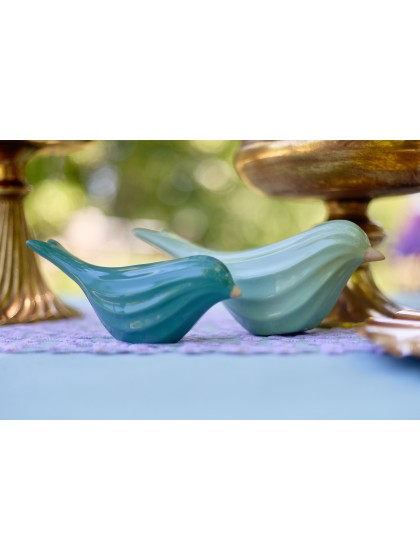 GREEN CERAMIC BIRD 2 ASSORTED 20.7CM X 6.9CM X 9CM