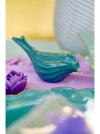 OISEAU CERAMIQUE STRIE VERT 2 ASSORTIS 16.6CM X 5.7CM X 7.5CM