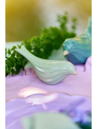 OISEAU CERAMIQUE STRIE VERT 2 ASSORTIS 16.6CM X 5.7CM X 7.5CM