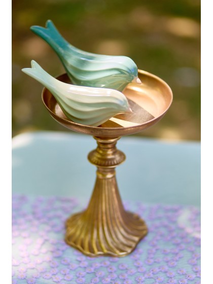 OISEAU CERAMIQUE STRIE VERT 2 ASSORTIS 16.6CM X 5.7CM X 7.5CM