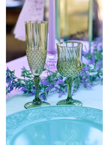 FLUTE REUTILISABLE DIAMANT VERT 230ML DIA 6.8CM X 22.5CM
