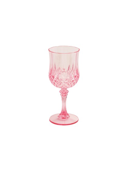 VERRE A PIED REUTILISABLE DIAMANT ROSE 220ML DIA 7CM X 16.5CM