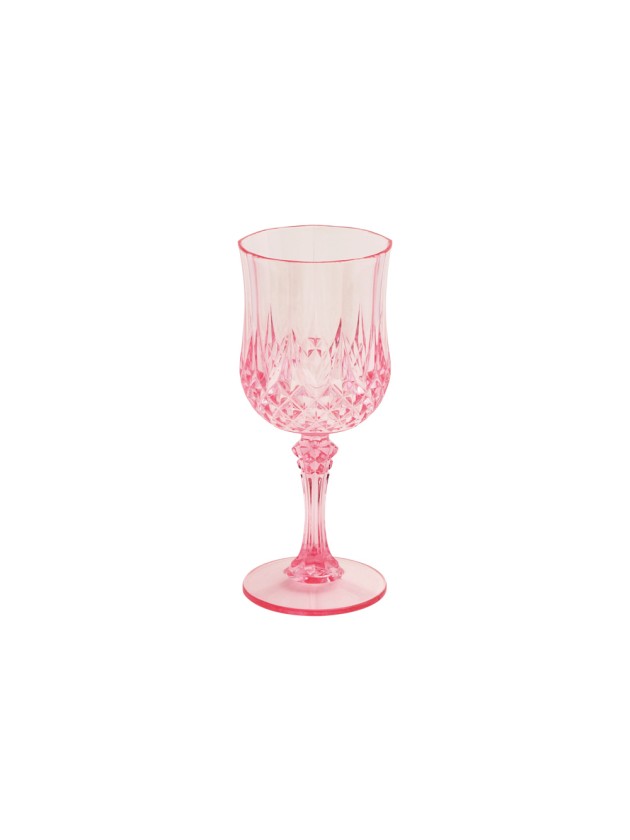 VERRE A PIED REUTILISABLE DIAMANT ROSE 220ML DIA 7CM X 16.5CM