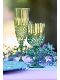 VERRE A PIED REUTILISABLE DIAMANT VERT 220ML DIA 7CM X 16.5CM