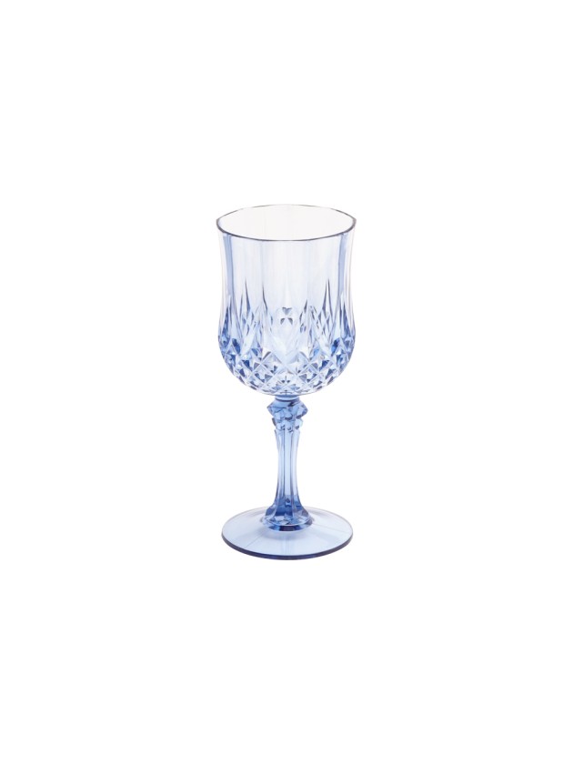 VERRE A PIED REUTILISABLE DIAMANT BLEU 220ML DIA 7CM X 16.5CM