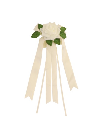 ROSE IVOIRE VENTOUSE AVEC RUBAN 16CM X 7CM X 42CM
