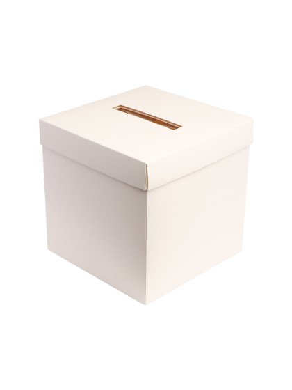 MATT WHITE FOLDABLE WEDDING URN + STICKERS 22CM X 22CM X 22CM