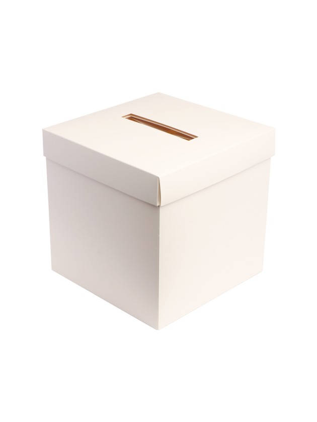 URNE BASIQUE AVEC COUVERCLE PLIABLE BLANC + 2 PLANCHES ETIQUETTES 22CM X 22CM X 22CM
