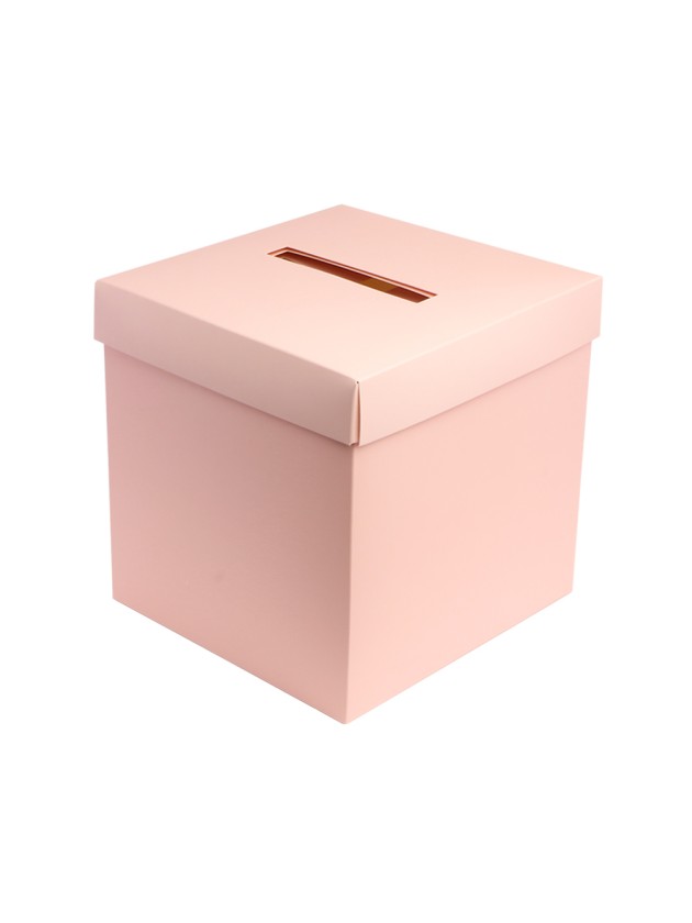 URNE BASIQUE AVEC COUVERCLE PLIABLE ROSE + 2 PLANCHES ETIQUETTES 22CM X 22CM X 22CM