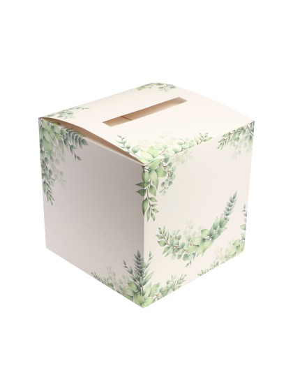 URNE BASIQUE EUCALYPTUS + 2 PLANCHES ETIQUETTES 23CM X 23CM X 23CM