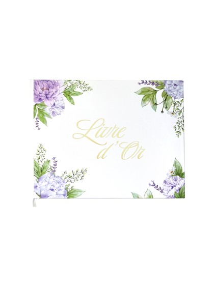 LIVRE D’OR PIVOINES LILAS 96 PAGES 19.5CM X 24.5CM X 1CM