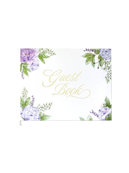 GUEST BOOK PIVOINES LILAS 96 PAGES 19.5CM X 24.5CM X 1CM