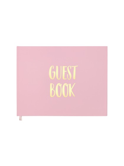 PINK METAL GOLD GUEST BOOK 96 PAGES 19.5CM X 24.5CM X 1CM