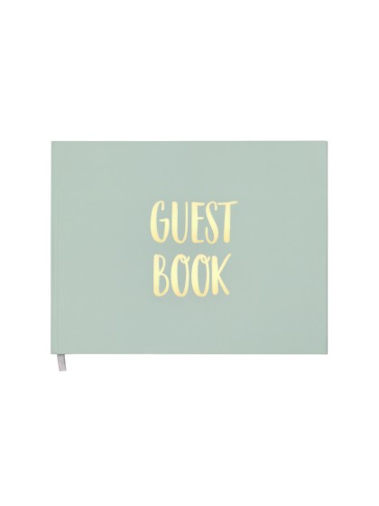 GUEST BOOK VERT SAUGE OR METAL 96 PAGES 19.5CM X 24.5CM X 1CM