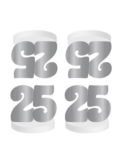 SET OF 4 TABLE PLACE CARD HOLDERS 25 YEARS SILVER 
