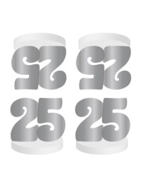 SET 4 MARQUE-PLACES 25ANS ARGENT  4CM