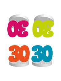 SET 4 TISCHKARTEN 30ANS COL SORT. 4CM