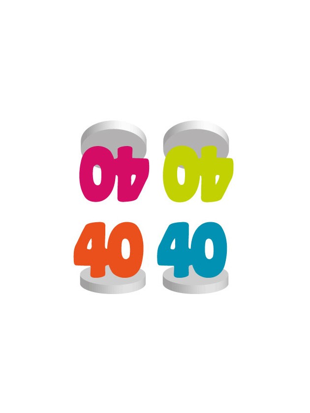 SET 4 TISCHKARTEN 40ANS COL SORT. 4CM