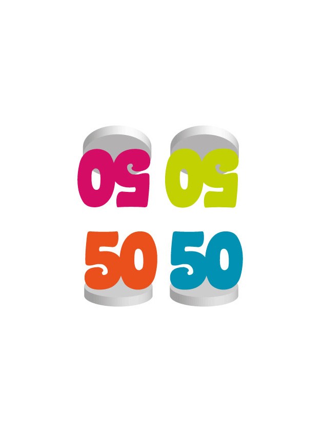 SET 4 MARQUE-PLACES 50ANS COL ASS  4CM