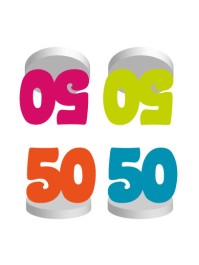 SET 4 MARQUE-PLACES 50ANS COL ASS  4CM