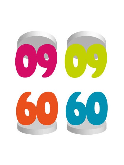 SET 4 TISCHKARTEN 60ANS COL SORT.  4CM