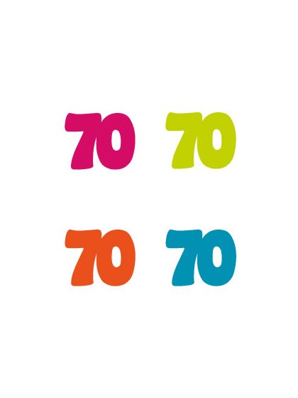 SACHET 100 CONFETTI 70ANS A DISP COL ASS 3CM