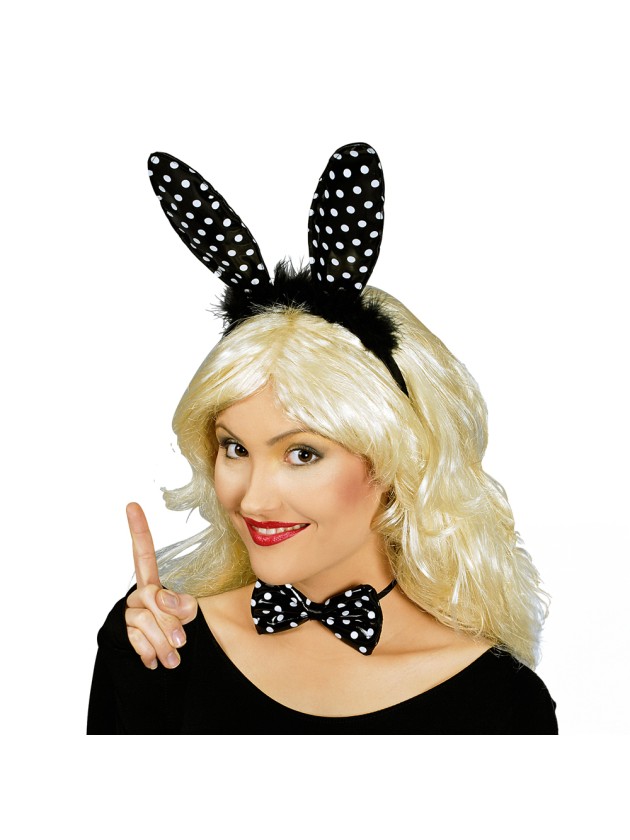 HASE IN LAQUE NOIR/POIS OHREN UND SCHLEIFE 