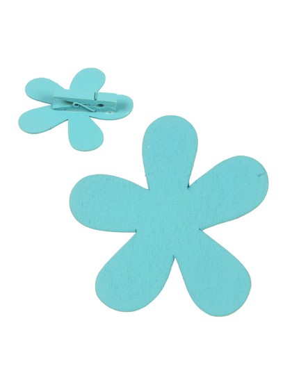 BOITE 12 FLEURS SUR PINCE  TURQUOISE 6CM