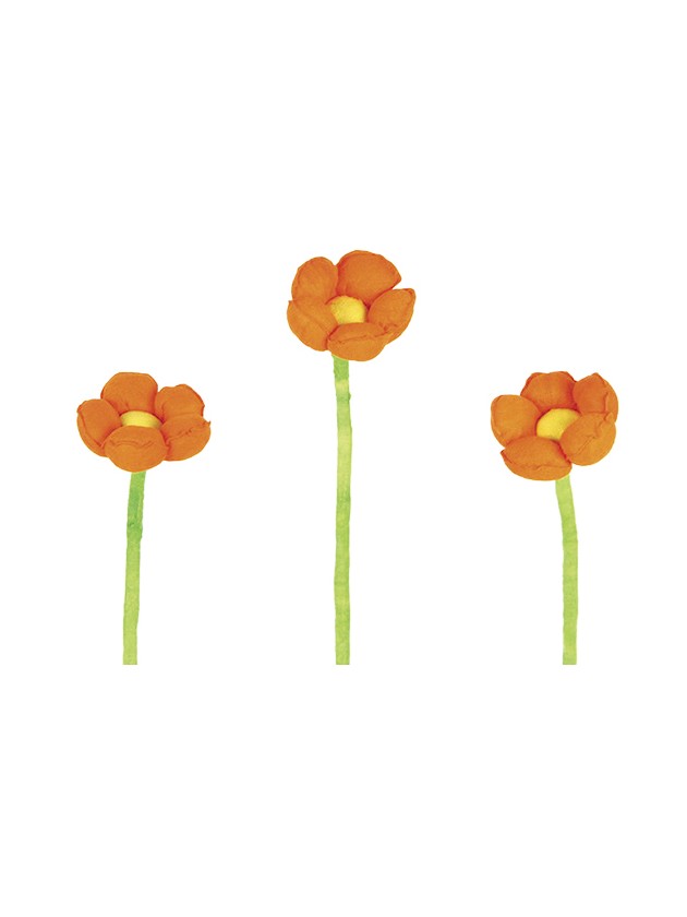 FLEUR SUR TIGE MOUSSE ORANGE  6,5X50CM