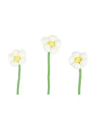 FLEUR SUR TIGE MOUSSE BLANC   6,5X50CM