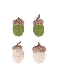 BEUTEL 12 EICHELN VERT/BEIGE  2.5CM