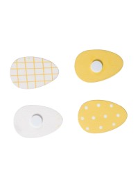 LOT 10 OEUFS ADHESIFS JAUNE 4CM