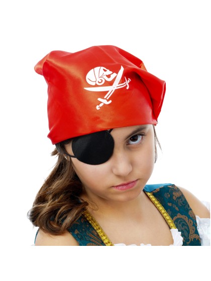 SCARF PIRATE WITH SKULL RED FOR KID 51CM X 51CM