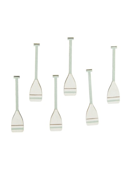 BAG OF 6 WHITE SKY BLUE LIGHT BROWN TINY OARS 7CM