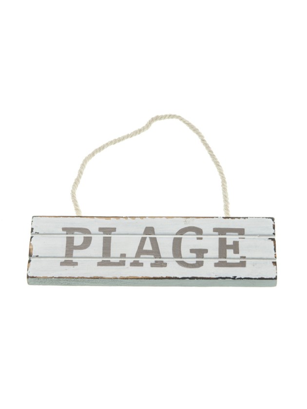 SCHILD HOLZ PLAGE SUSP WEISS TAUPE 15CM X 4.5CM