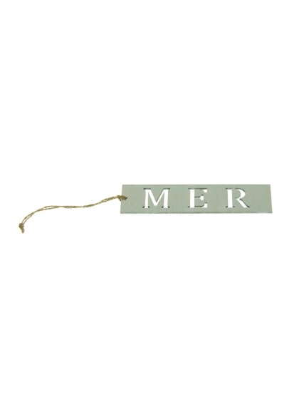 PLAQUETTE BOIS MER BLEU AVEC LIEN 3.5CM X 15CM