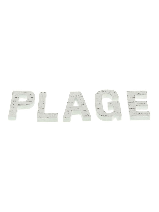 SET 5 BUCHSTABEN PLAGE HOLZ WEISS 8CM