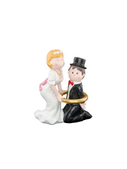 COUPLE MARIES RESINE ENCERCLE 12CM X 6CM X 15CM