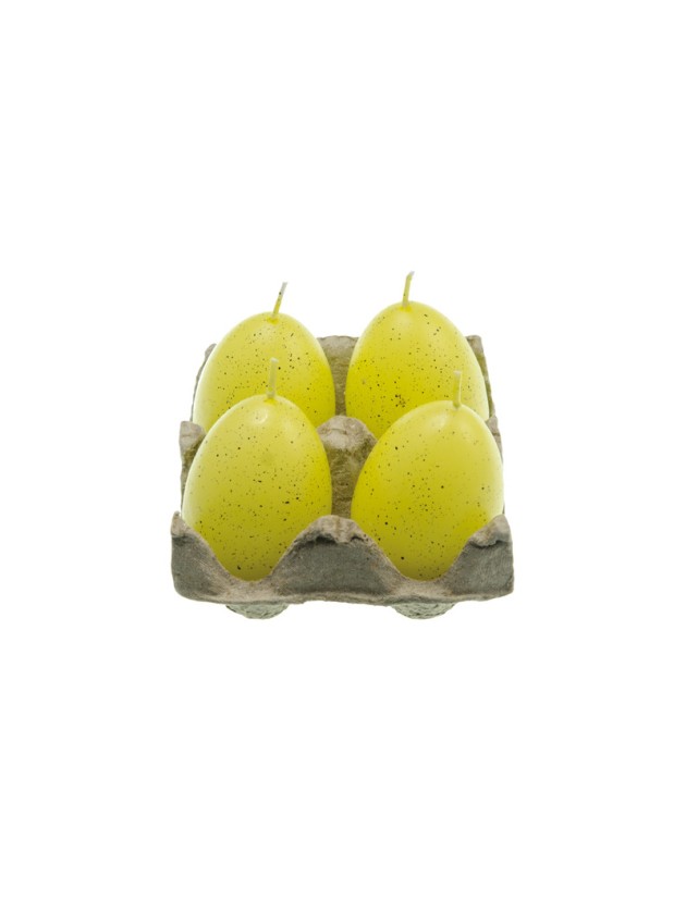 SET OF 4 YELLOW EGG CANDLES 7CM 