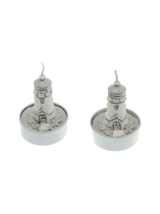 SET 2 KERZEN LEUCHTTURM 6CM