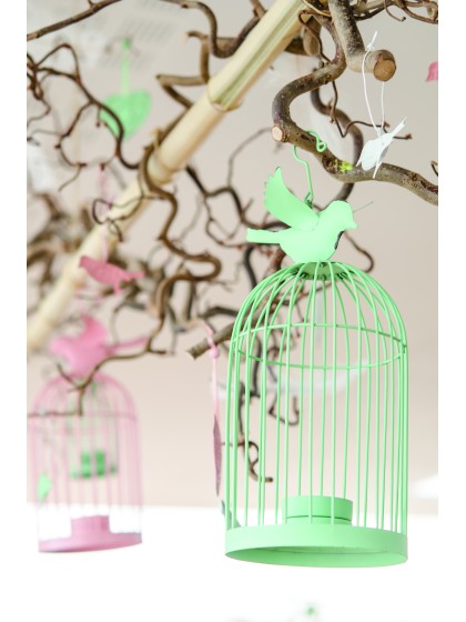 CAGE METAL OISEAU PISTACHE 20CM X 8CM
